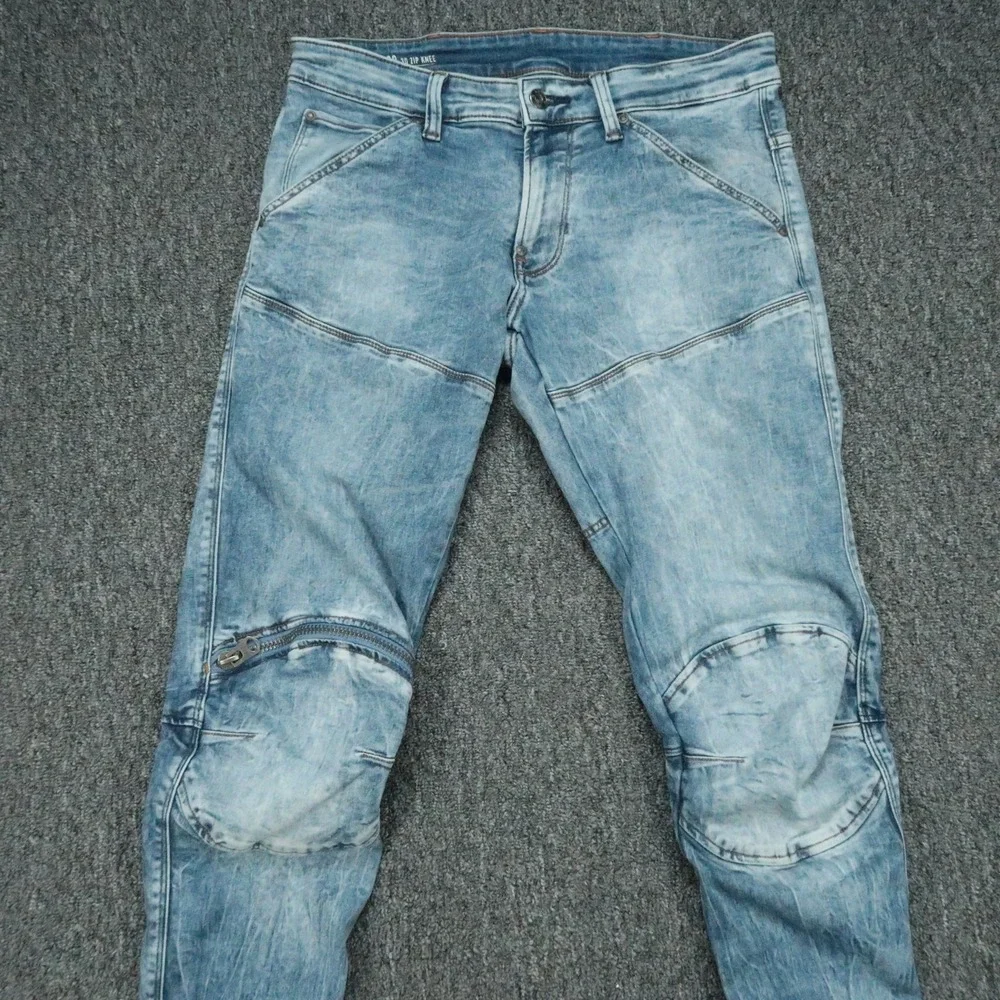 G Star Jeans Mens 31x34 Blue 5620 3D Zip Knee Skinny Light Wash
